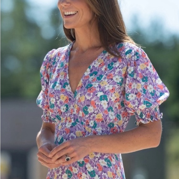 NWT Faithfull the Brand | Marie-Louise Floral Puff Sleeve Midi Dress Size 2 / XS - Picture 2 of 10